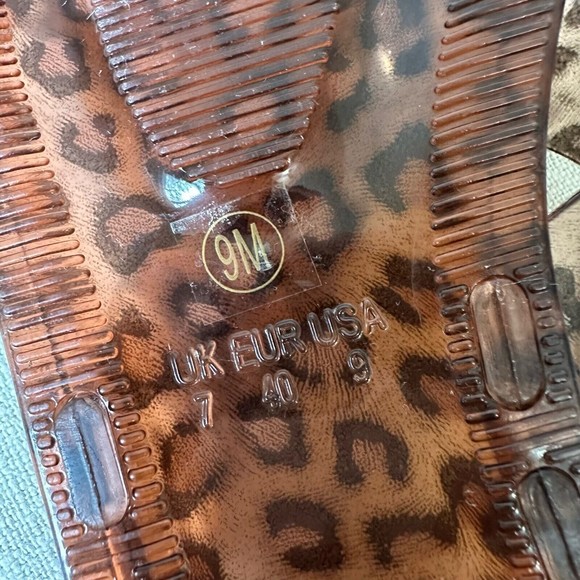 NWOB ANTHROPOLOGIE x MATISSE Leopard Print Jelly Sandals Square Toe Brown - Picture 10 of 10